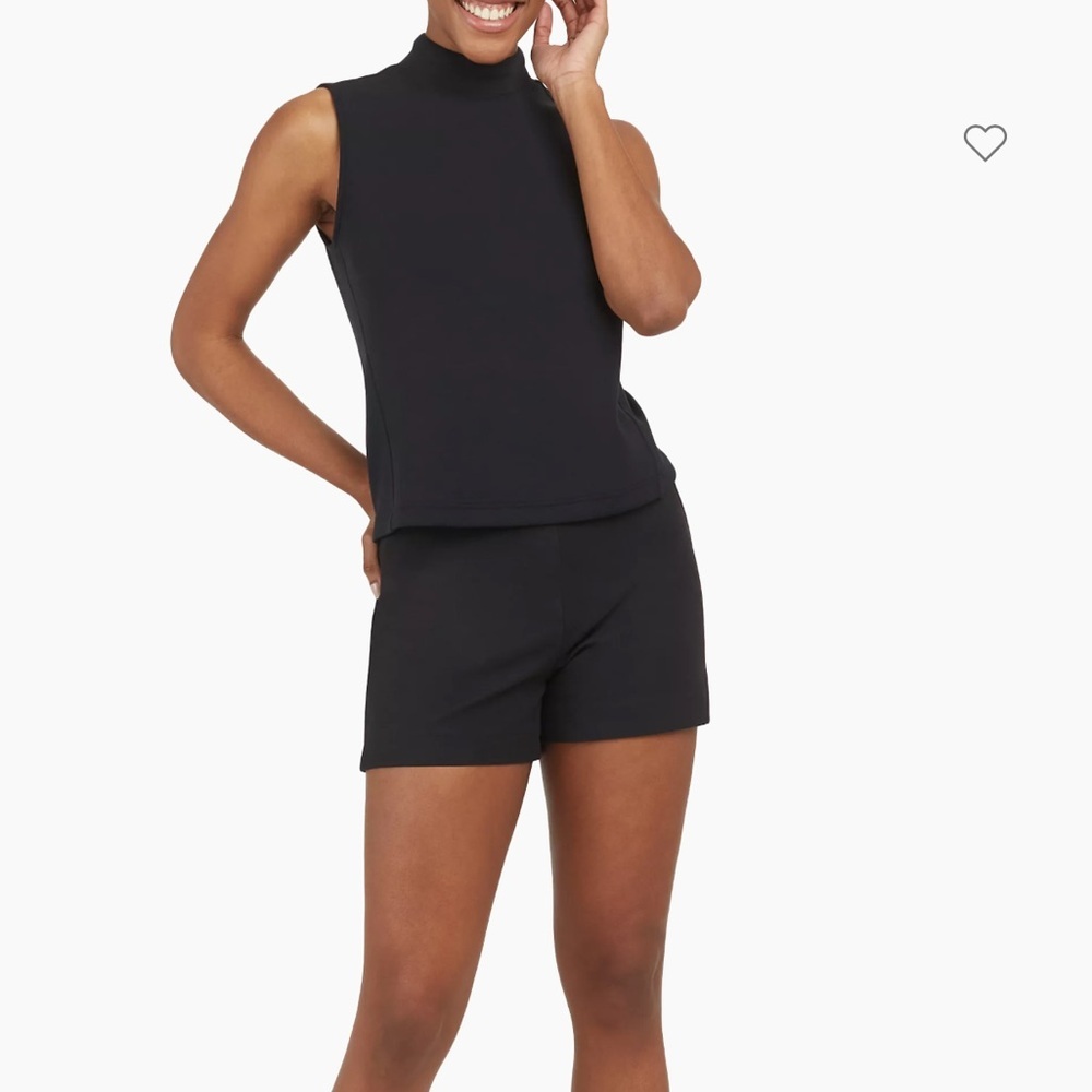 SPANX sz S polished black 6” inseam Cotton blend On The Go pullon stretch shorts - Picture 16 of 16